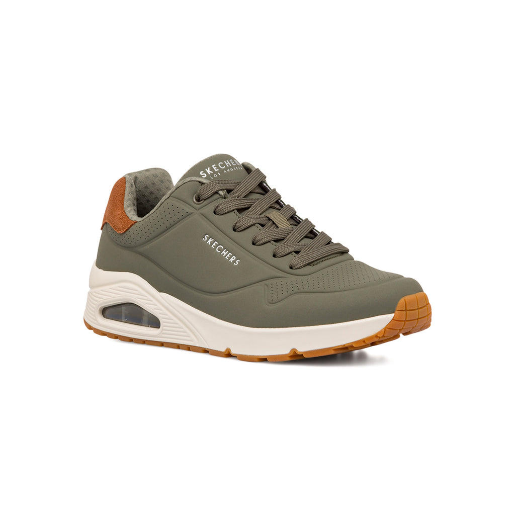 Sneakers verde oliva da uomo con soletta memory foam Skechers Uno