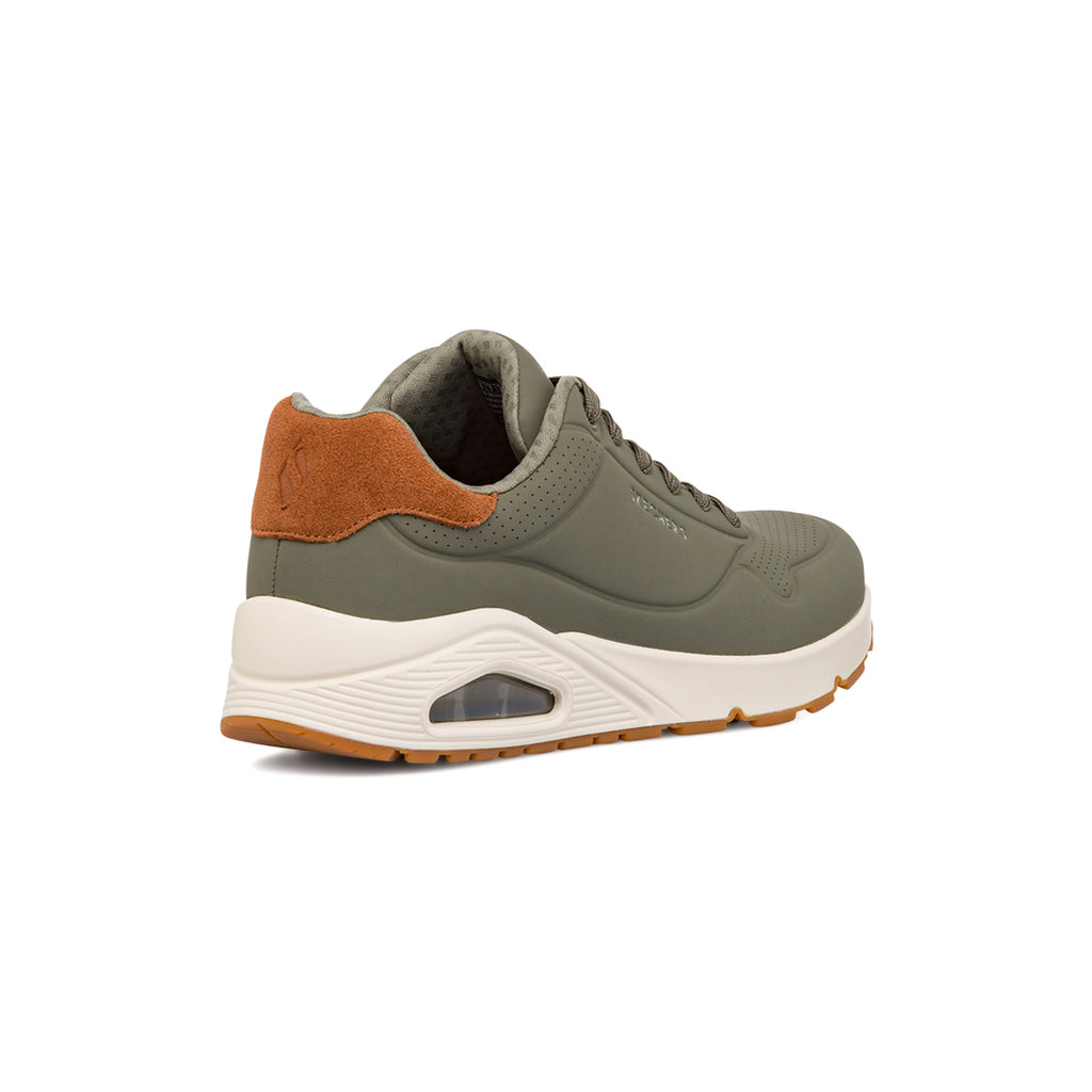 Sneakers verde oliva da uomo con soletta memory foam Skechers Uno