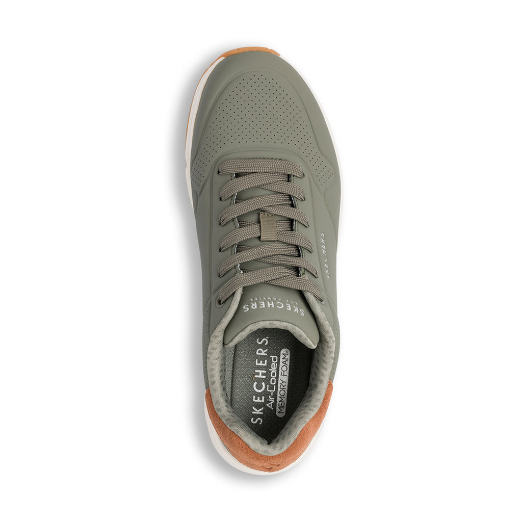 Sneakers verde oliva da uomo con soletta memory foam Skechers Uno
