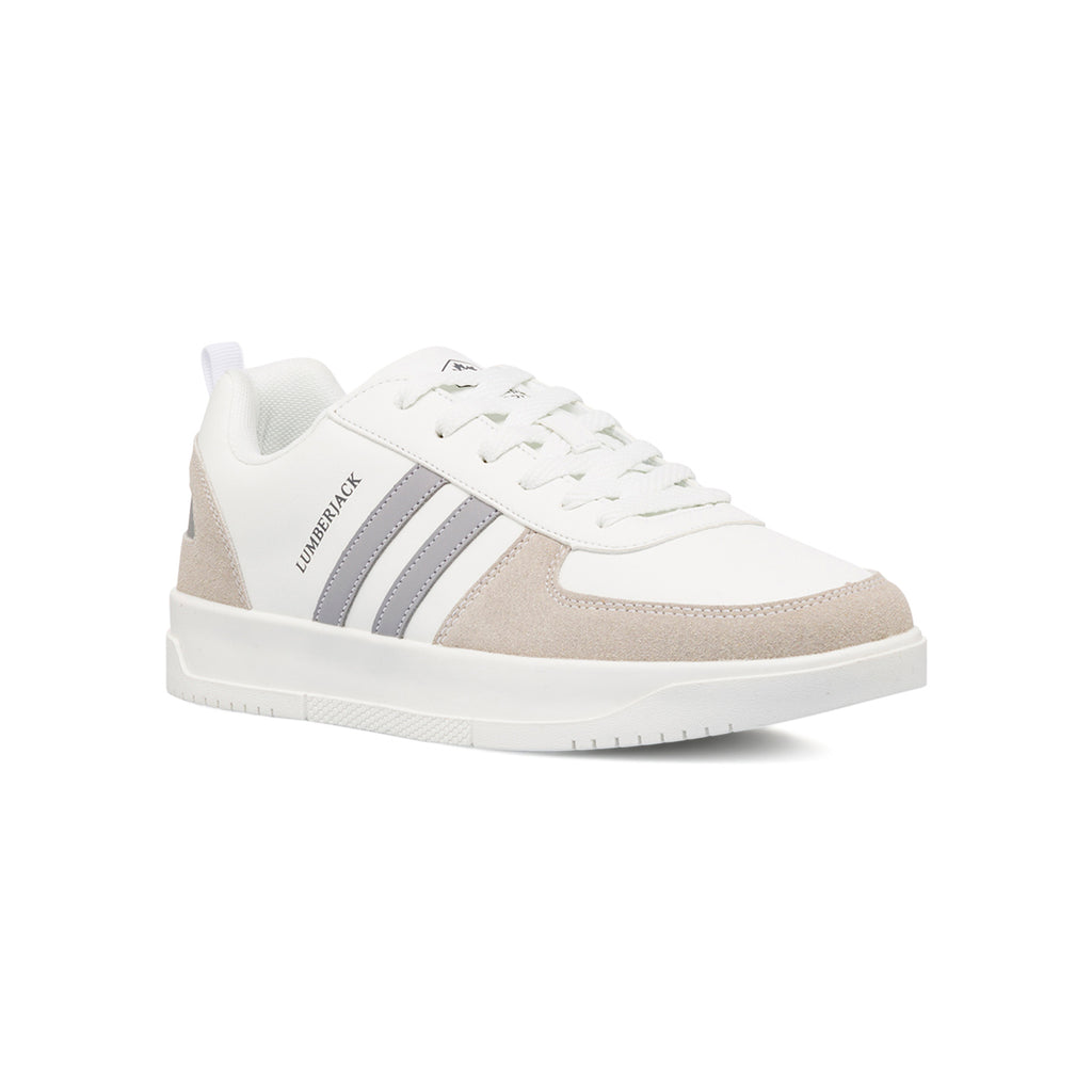 Sneakers casual da uomo bianche e grigie con logo Lumberjack Klan