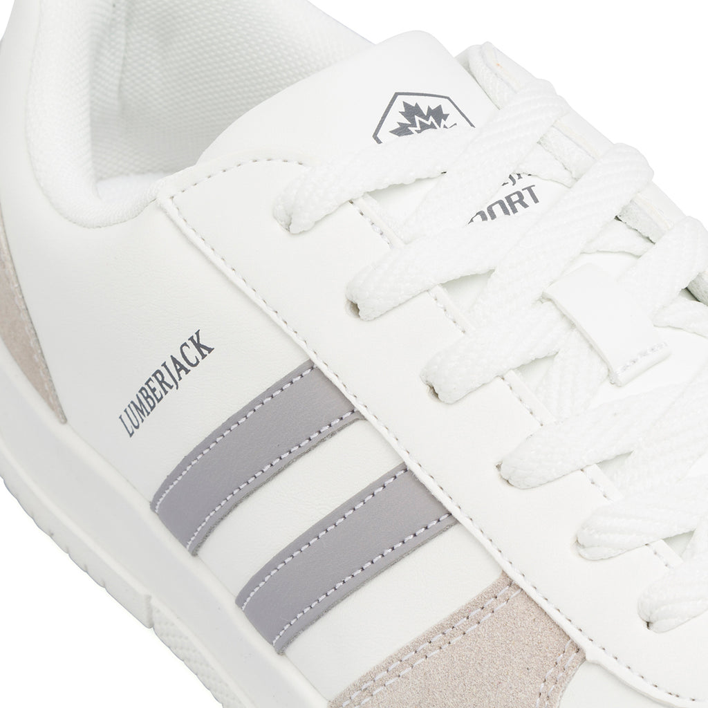 Sneakers casual da uomo bianche e grigie con logo Lumberjack Klan