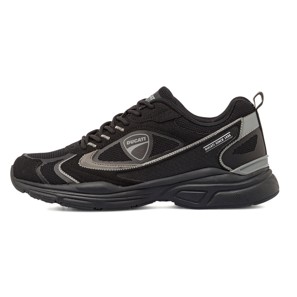 Sneakers da Uomo Nere con Dettagli Grigi e Suola Sportiva Ducati