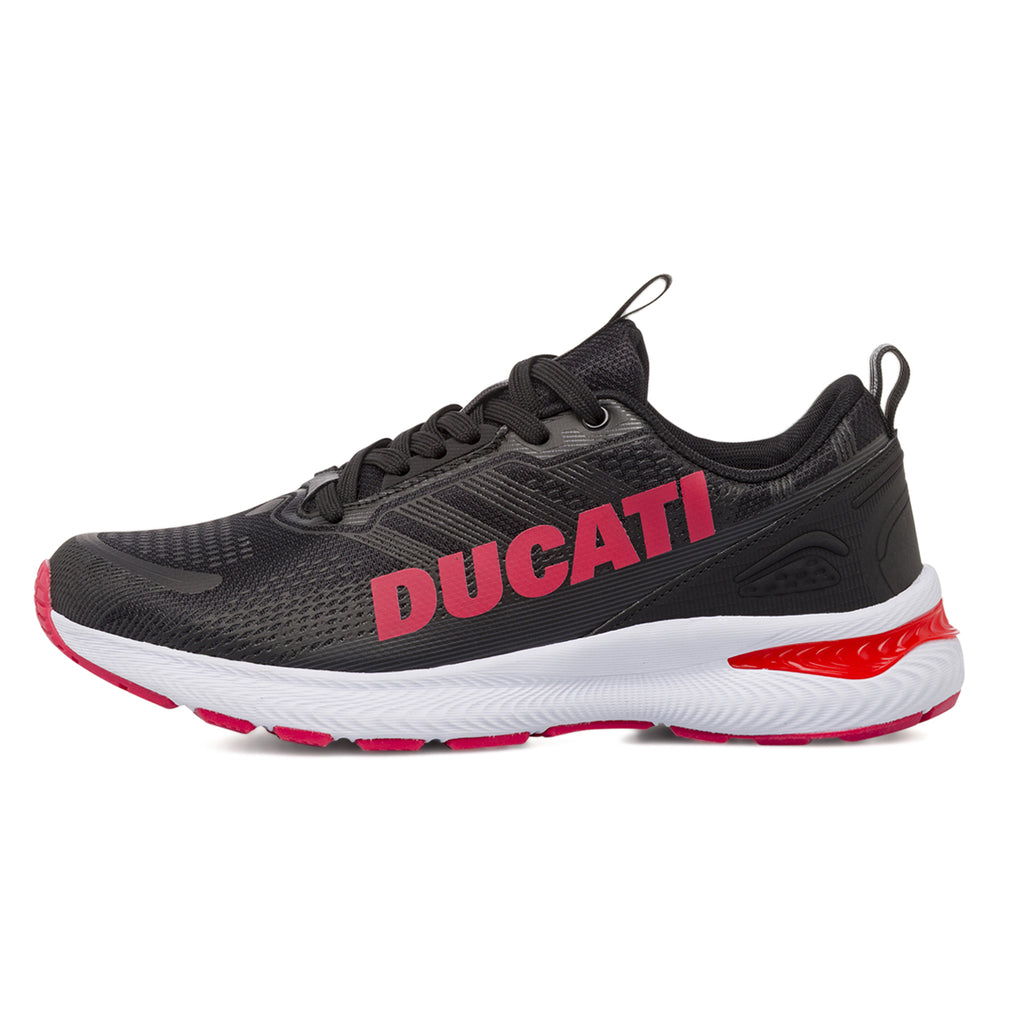 Sneakers da Uomo Nere con Maxi Logo Rosso e Suola Sportiva Ducati