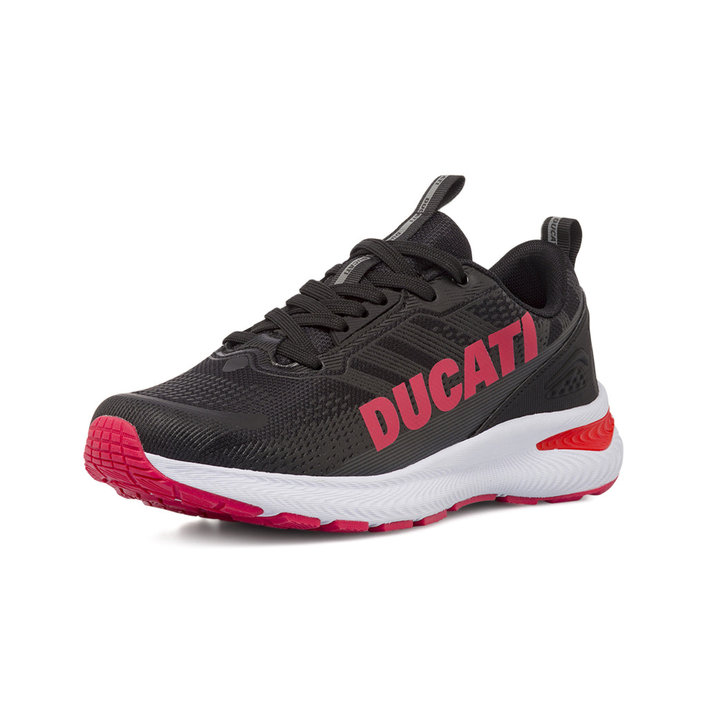 Sneakers da Uomo Nere con Maxi Logo Rosso e Suola Sportiva Ducati
