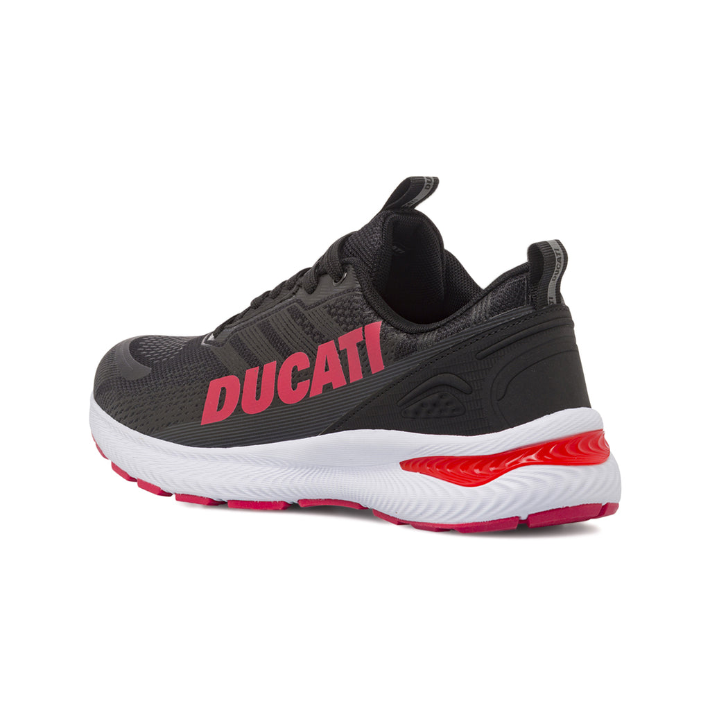 Sneakers da Uomo Nere con Maxi Logo Rosso e Suola Sportiva Ducati