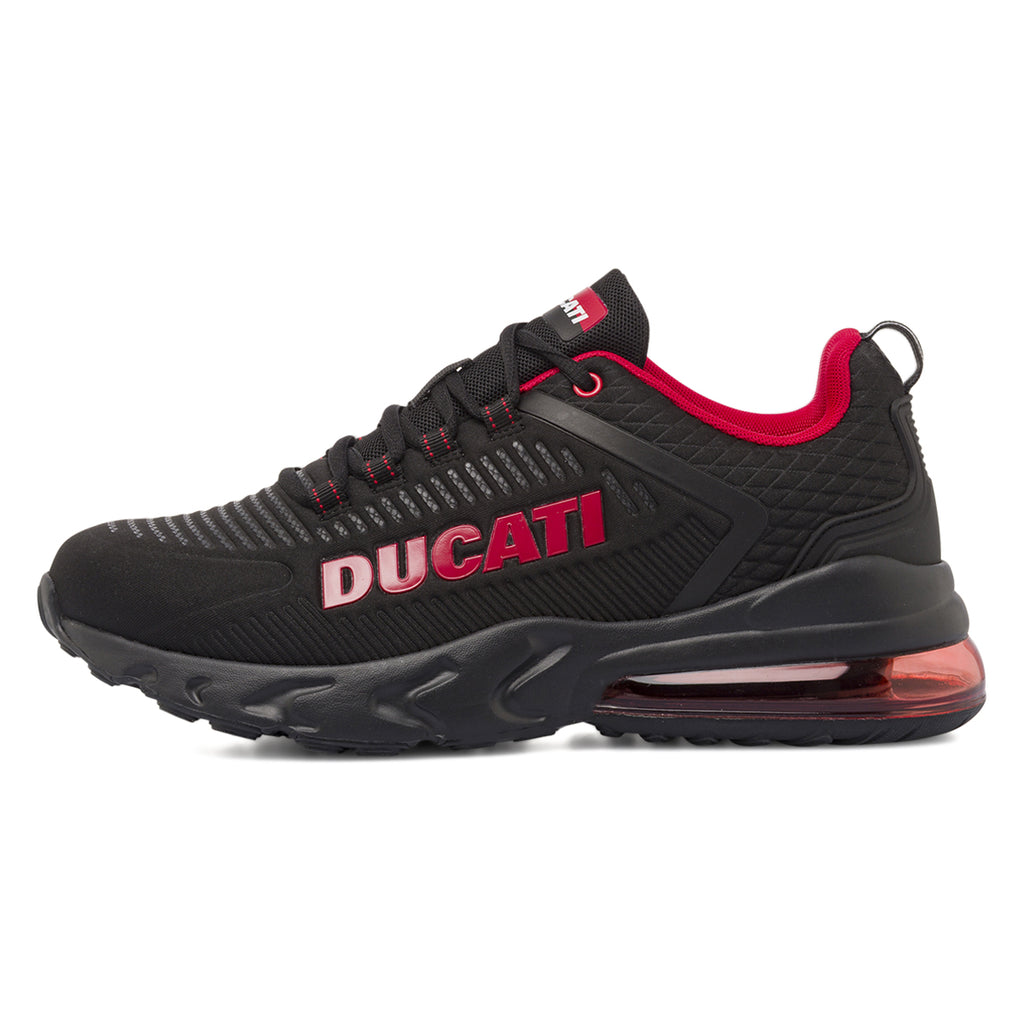 Sneakers da Uomo Nere con Maxi Logo Rosso e Suola Ammortizzata Ducati