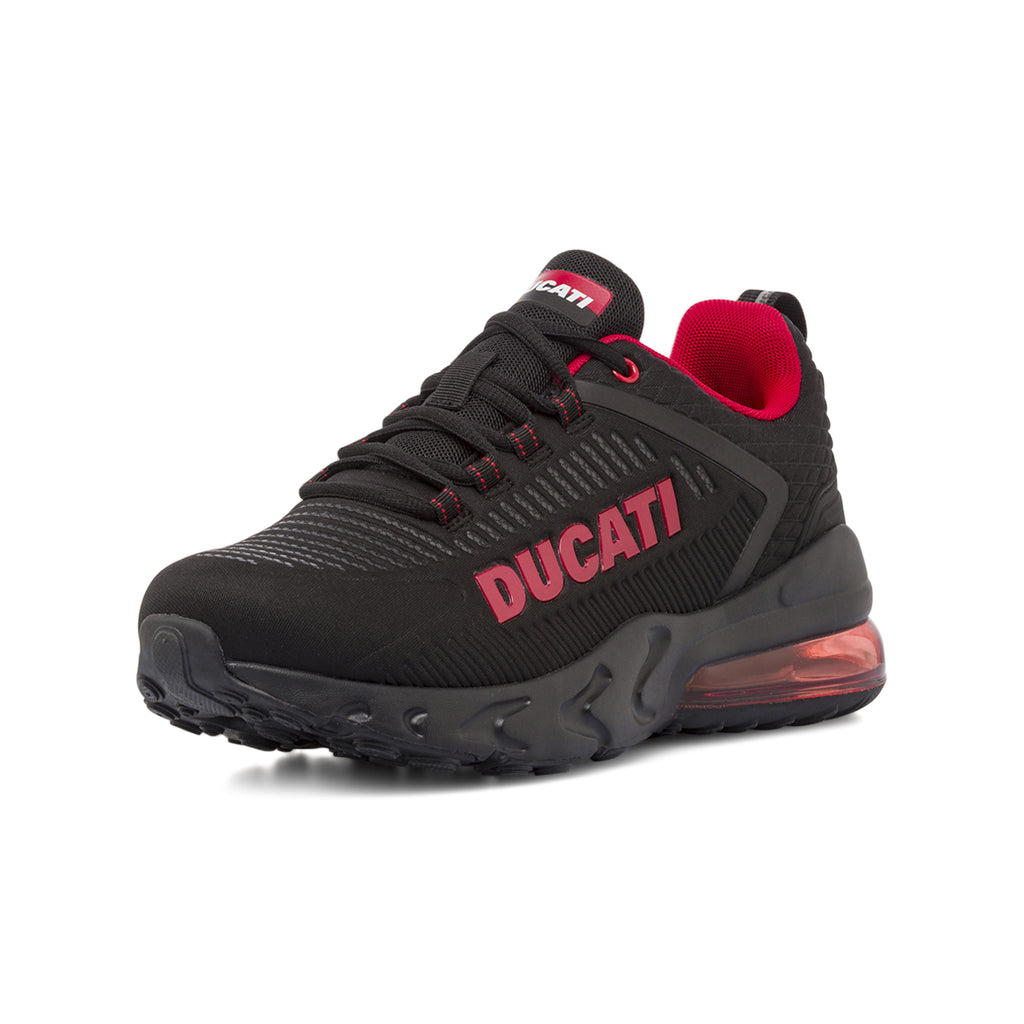 Sneakers da Uomo Nere con Maxi Logo Rosso e Suola Ammortizzata Ducati