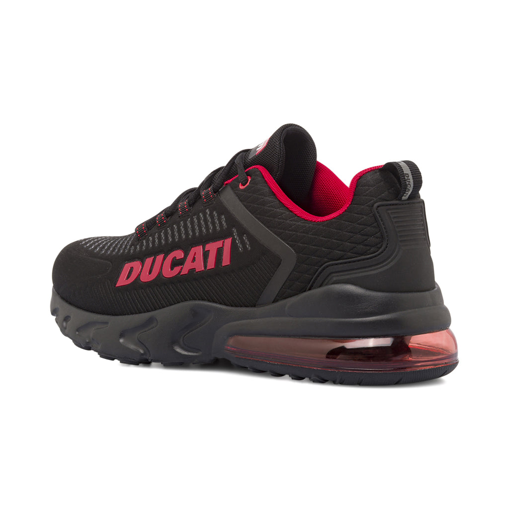 Sneakers da Uomo Nere con Maxi Logo Rosso e Suola Ammortizzata Ducati