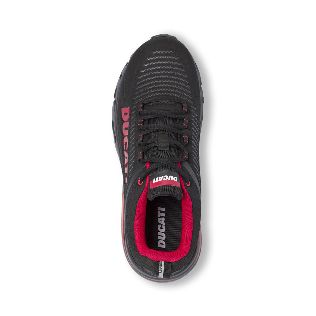 Sneakers da Uomo Nere con Maxi Logo Rosso e Suola Ammortizzata Ducati