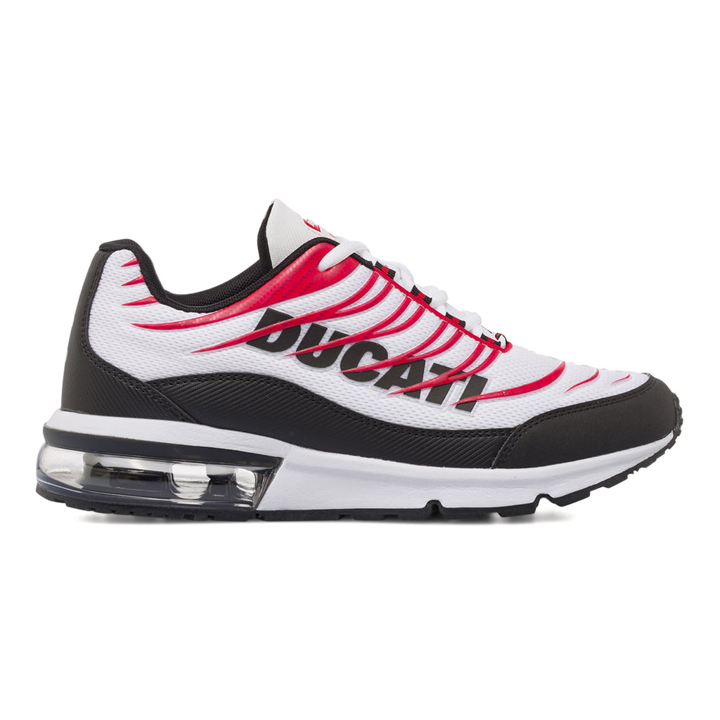 Sneakers da Uomo Bianche con Dettagli Rossi e Neri Suola Ammortizzata Ducati