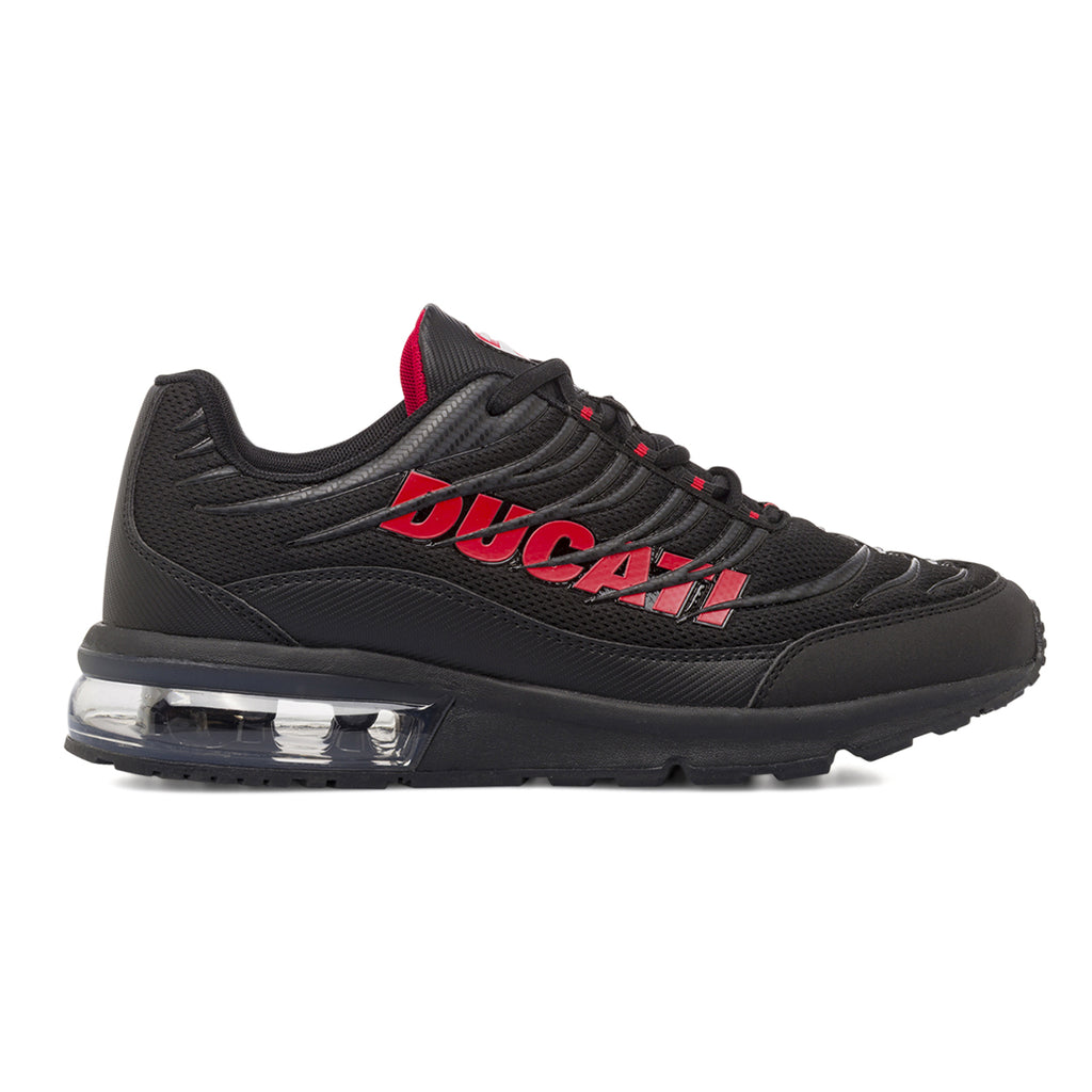 Sneakers da Uomo Nere con Maxi Logo Rosso Ducati