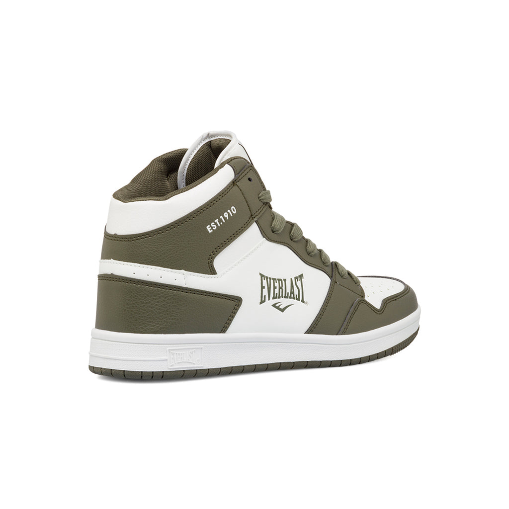 Sneakers alte da uomo bianche e verde militare con logo Everlast