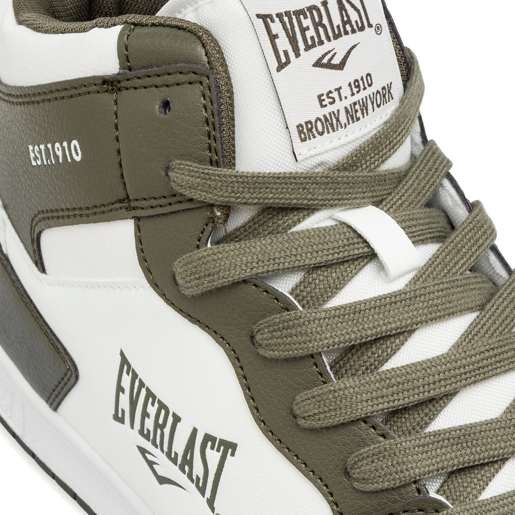 Sneakers alte da uomo bianche e verde militare con logo Everlast