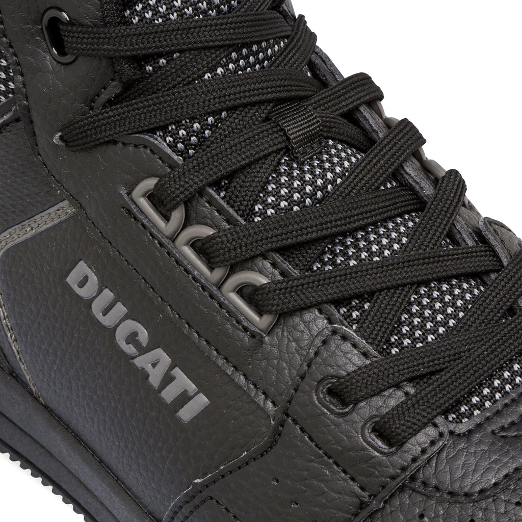 Sneakers alte nere da uomo con dettagli grigi e logo Ducati Track High