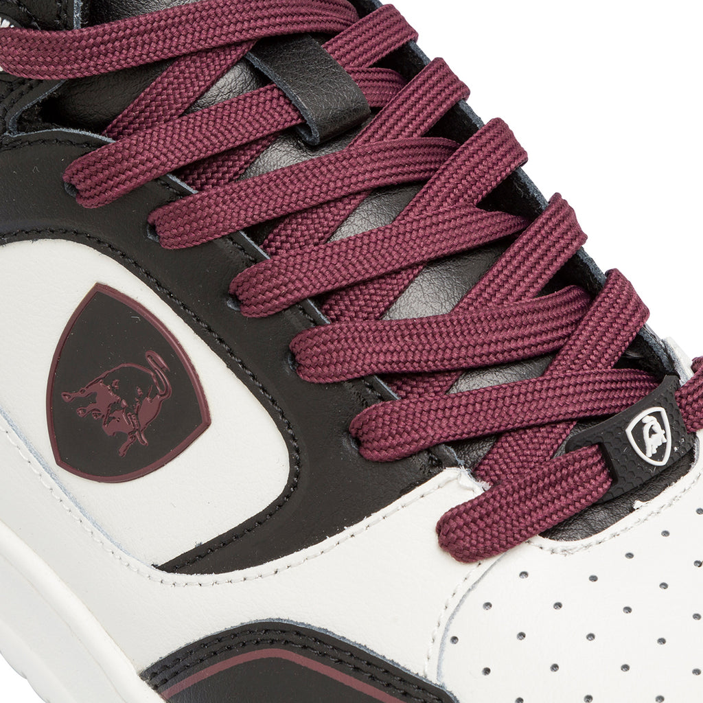 Sneakers alte bianche con inserti neri e bordeaux da uomo Tonino Lamborghini Bullblaze