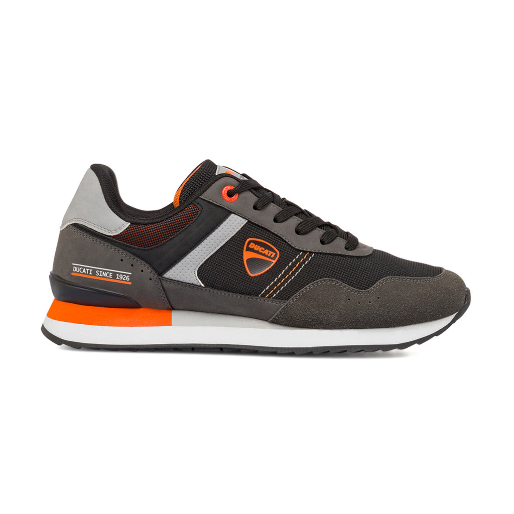 Sneakers grigie da Uomo con dettagli arancioni e logo Ducati