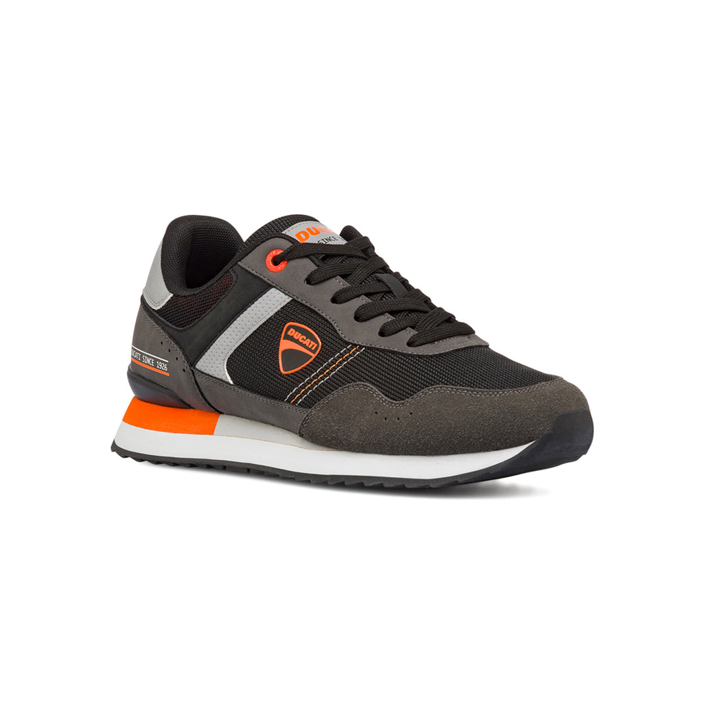Sneakers grigie da Uomo con dettagli arancioni e logo Ducati