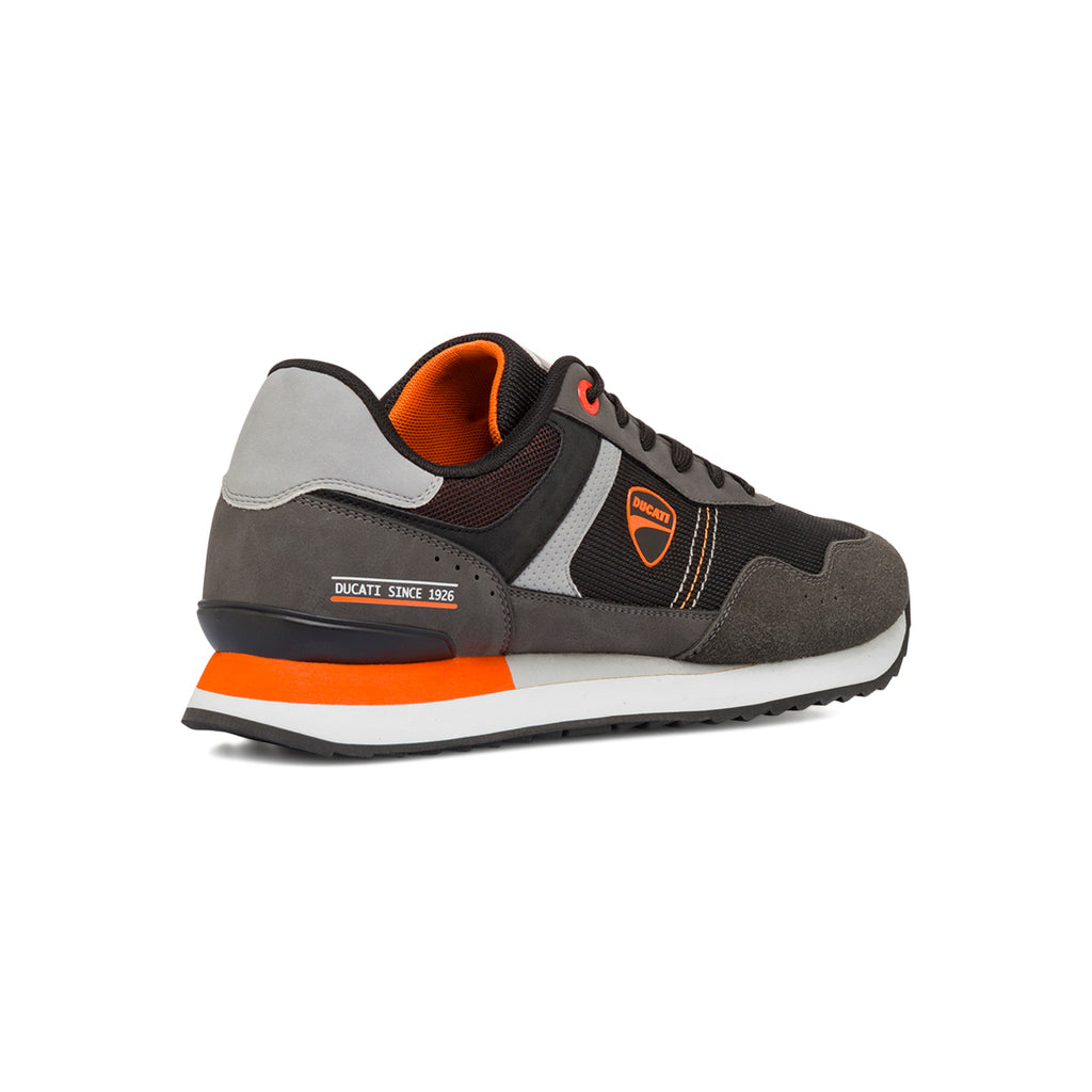 Sneakers grigie da Uomo con dettagli arancioni e logo Ducati
