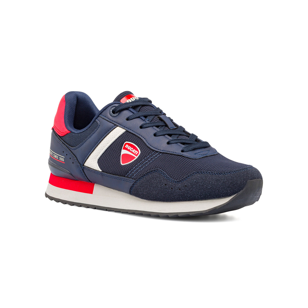Sneakers da uomo blu con dettagli rossi e bianchi Ducati