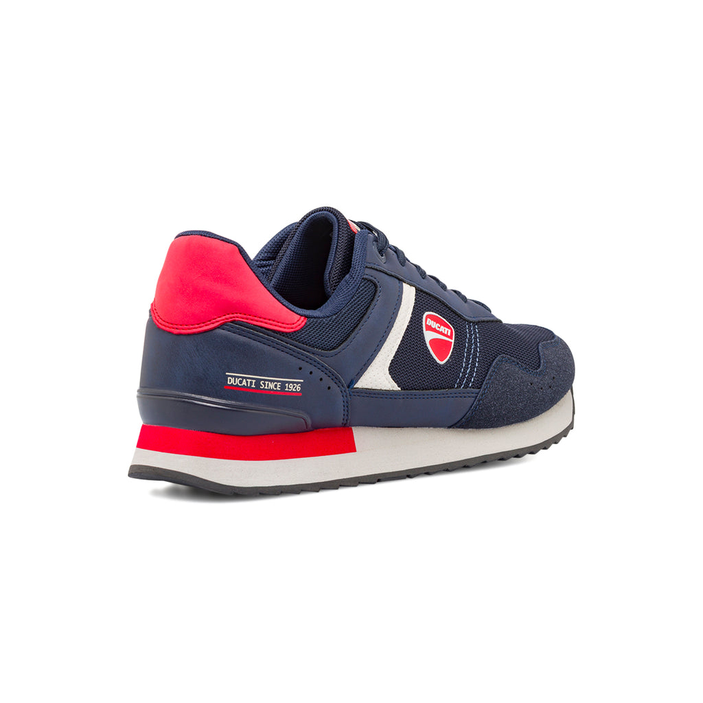 Sneakers da uomo blu con dettagli rossi e bianchi Ducati