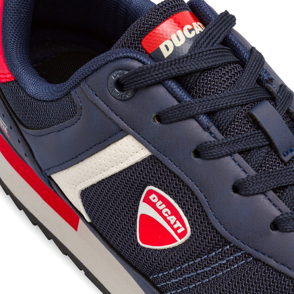 Sneakers da uomo blu con dettagli rossi e bianchi Ducati