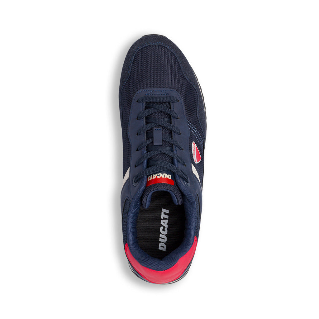 Sneakers da uomo blu con dettagli rossi e bianchi Ducati