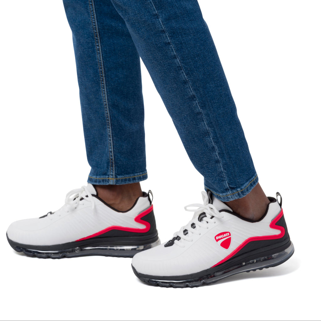 Scarpe da ginnastica bianche da Uomo con dettagli e logo Rosso Ducati