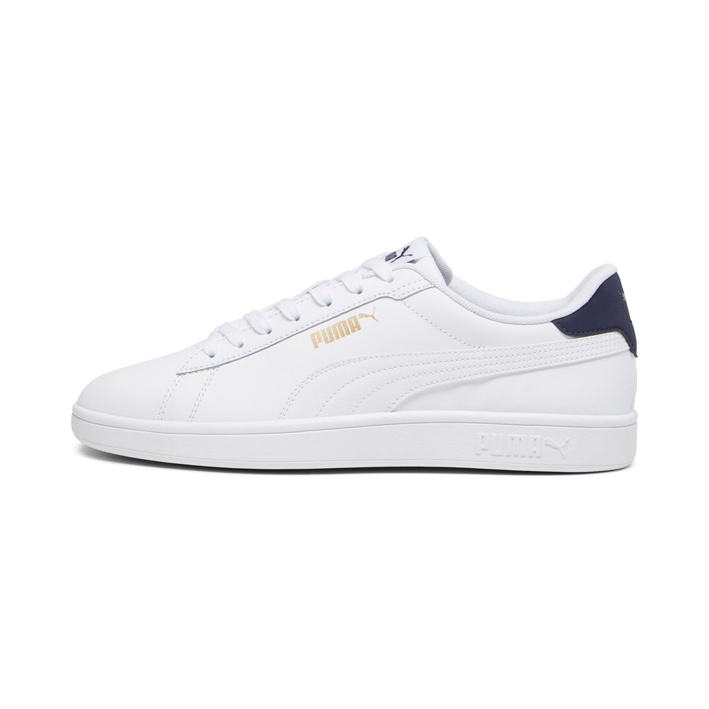 Sneakers bianche da uomo con dettagli oro e blu Puma Smash 3.0 L