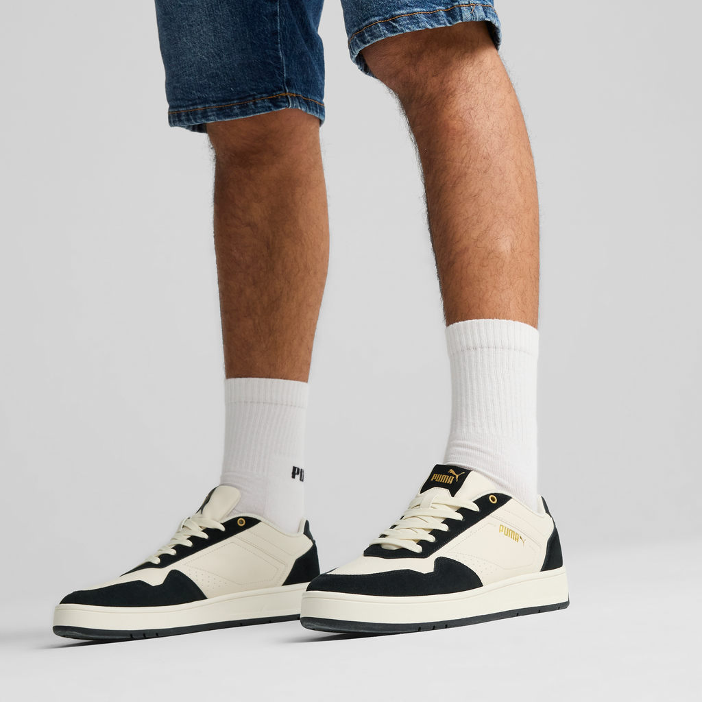 Sneakers casual da uomo bianche e nere con logo Puma Court Classic