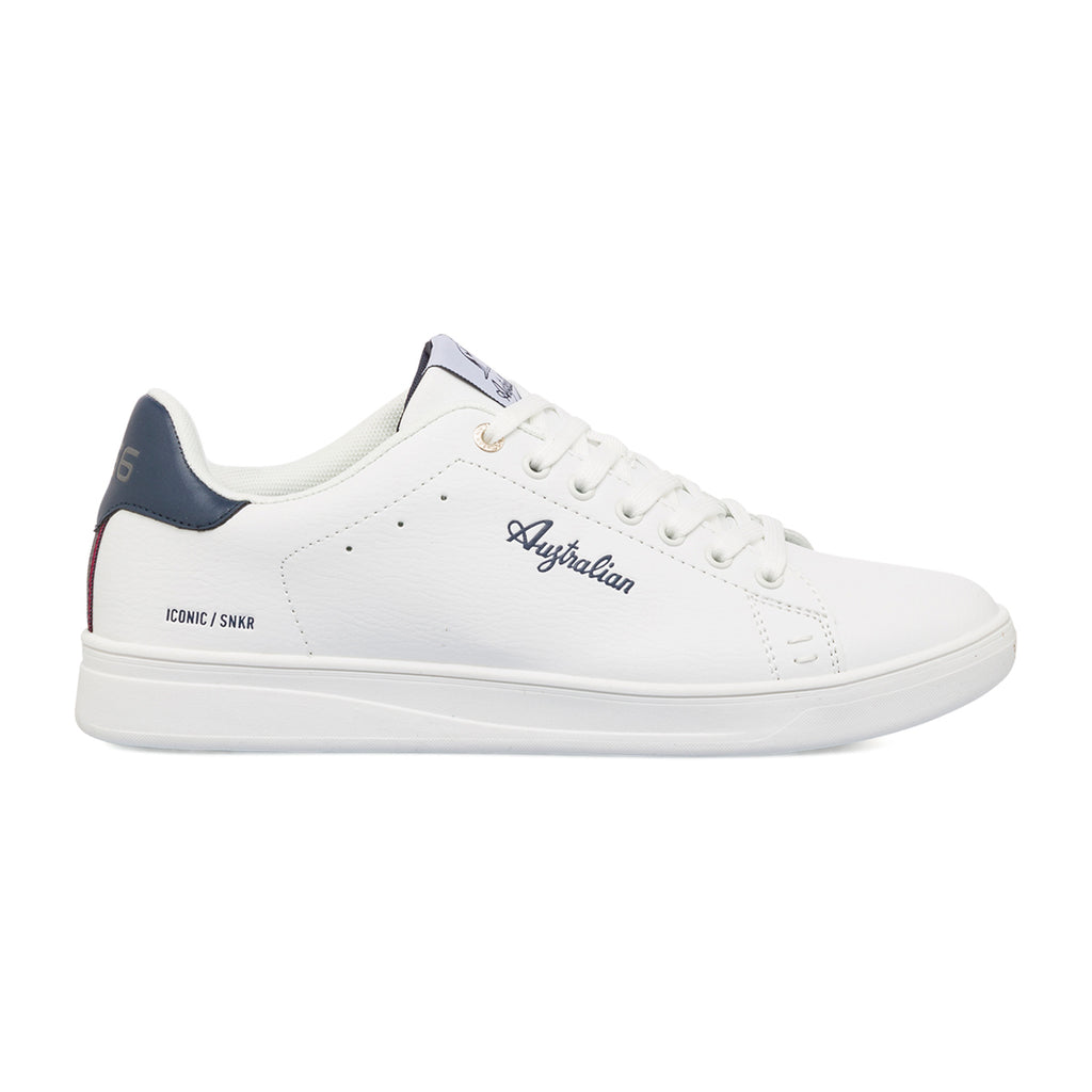 Sneakers bianche da uomo con dettagli blu e logo Australian