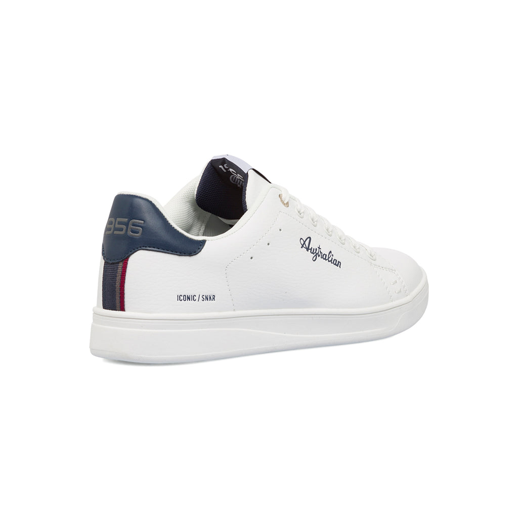Sneakers bianche da uomo con dettagli blu e logo Australian