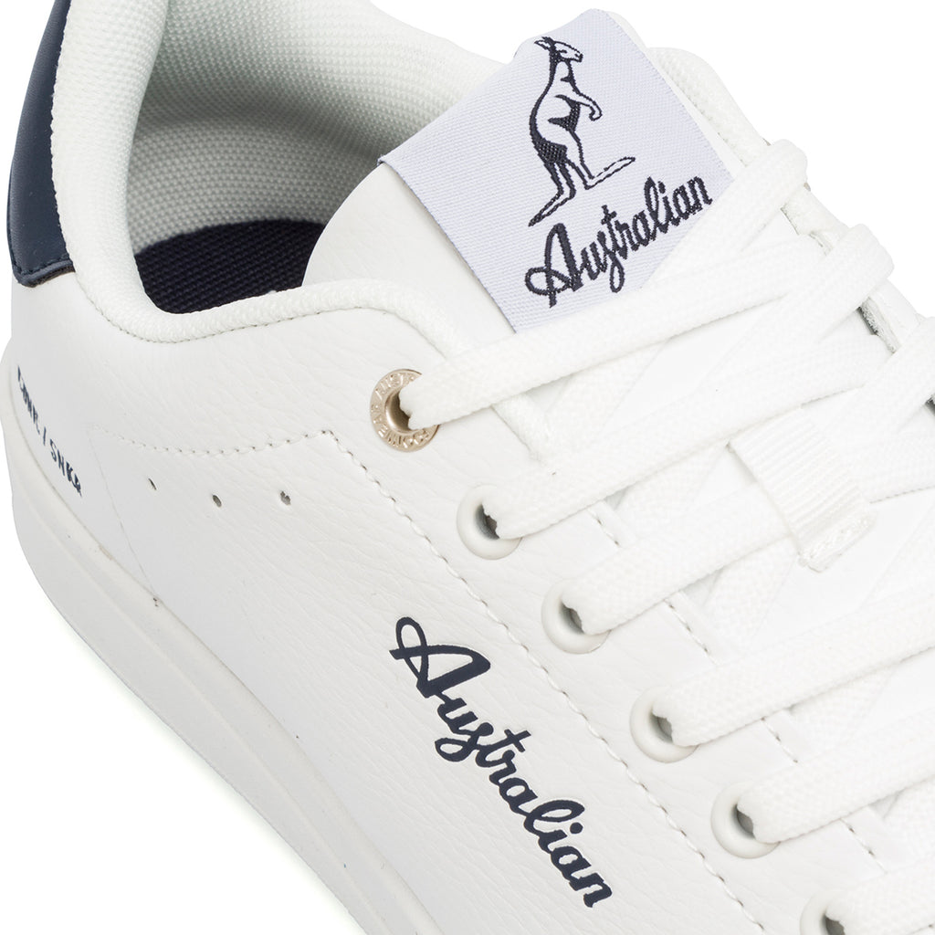 Sneakers bianche da uomo con dettagli blu e logo Australian