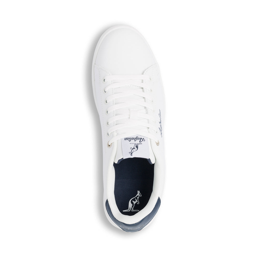 Sneakers bianche da uomo con dettagli blu e logo Australian