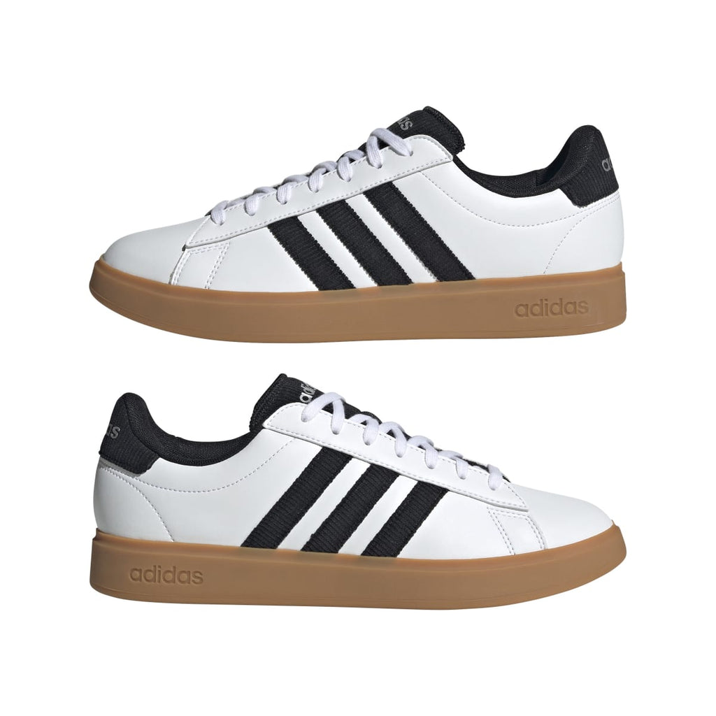 Sneakers casual da uomo bianche e nere con logo adidas Grand Court 2.0