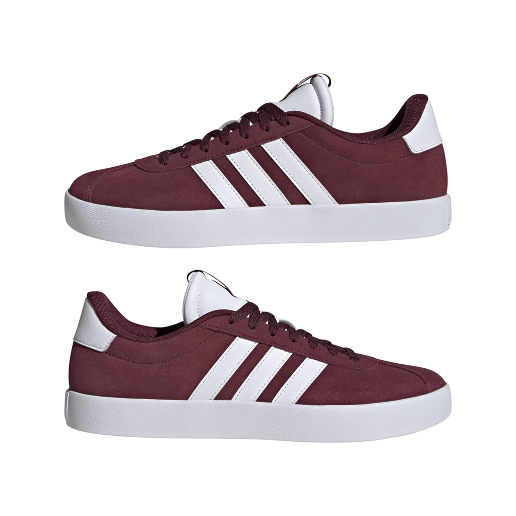 Sneakers da uomo rosso bordeaux in pelle con logo adidas VL Court 3.0