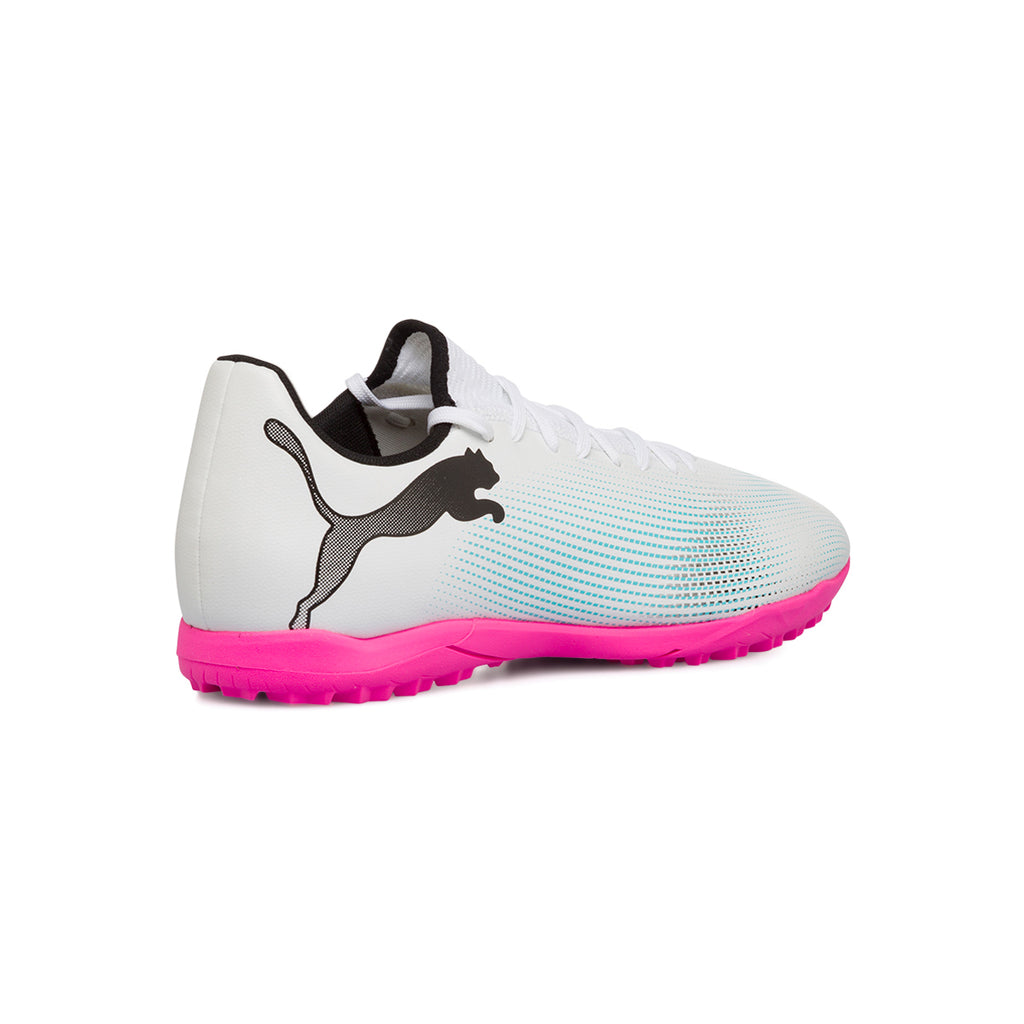 Scarpe da calcetto biancheda uomo con suola fucsia Puma Future 7 Play TT