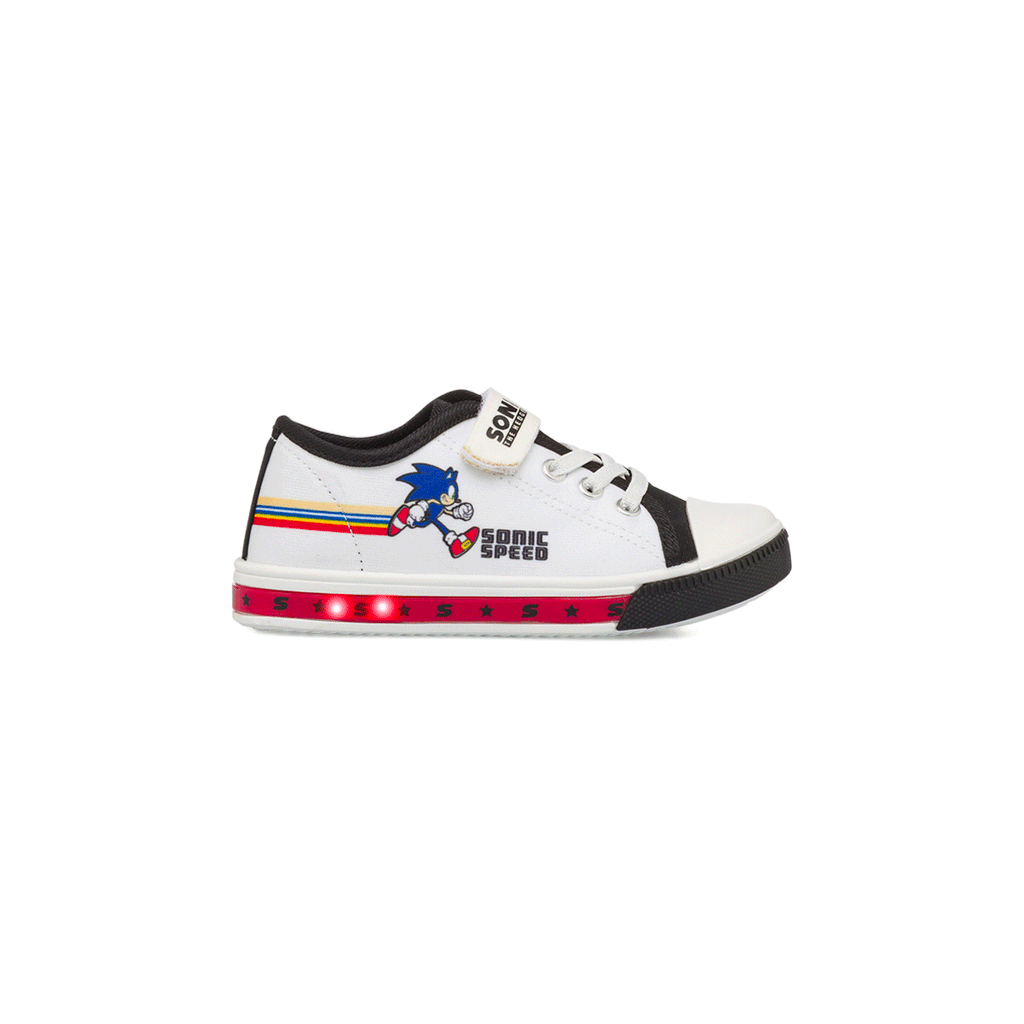 Sneakers da Bambino bianche e nere con Luci nella suola Sonic