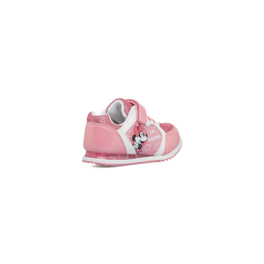 Sneakers primi passi da bambina con luci nella suola e stampa Minnie