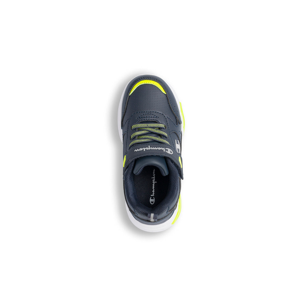 Sneakers da bambino Primi Passi blu navy con dettagli gialli e luci nella suola Champion Wave