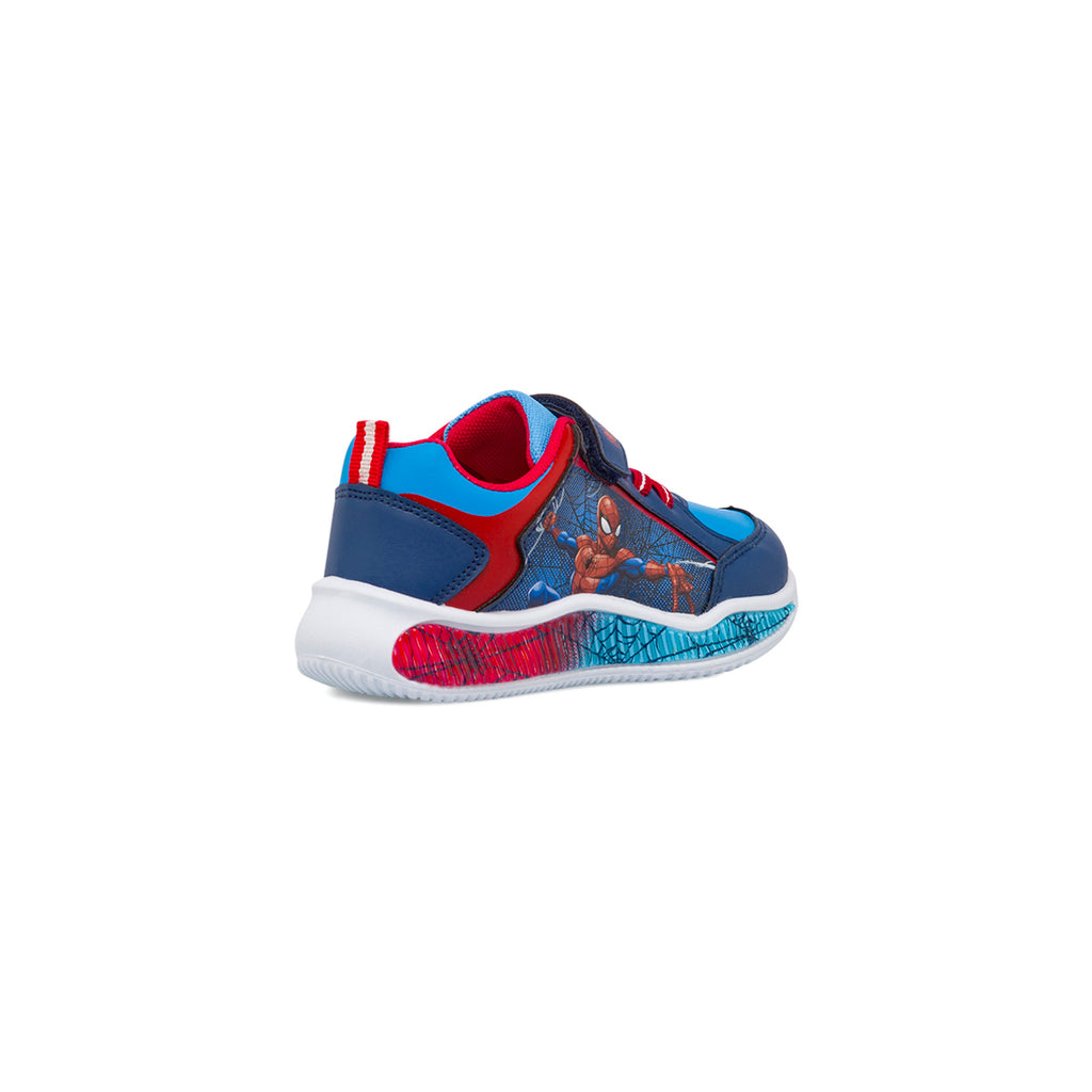 Sneakers bambino blu e rosse con luci nella suola Spiderman