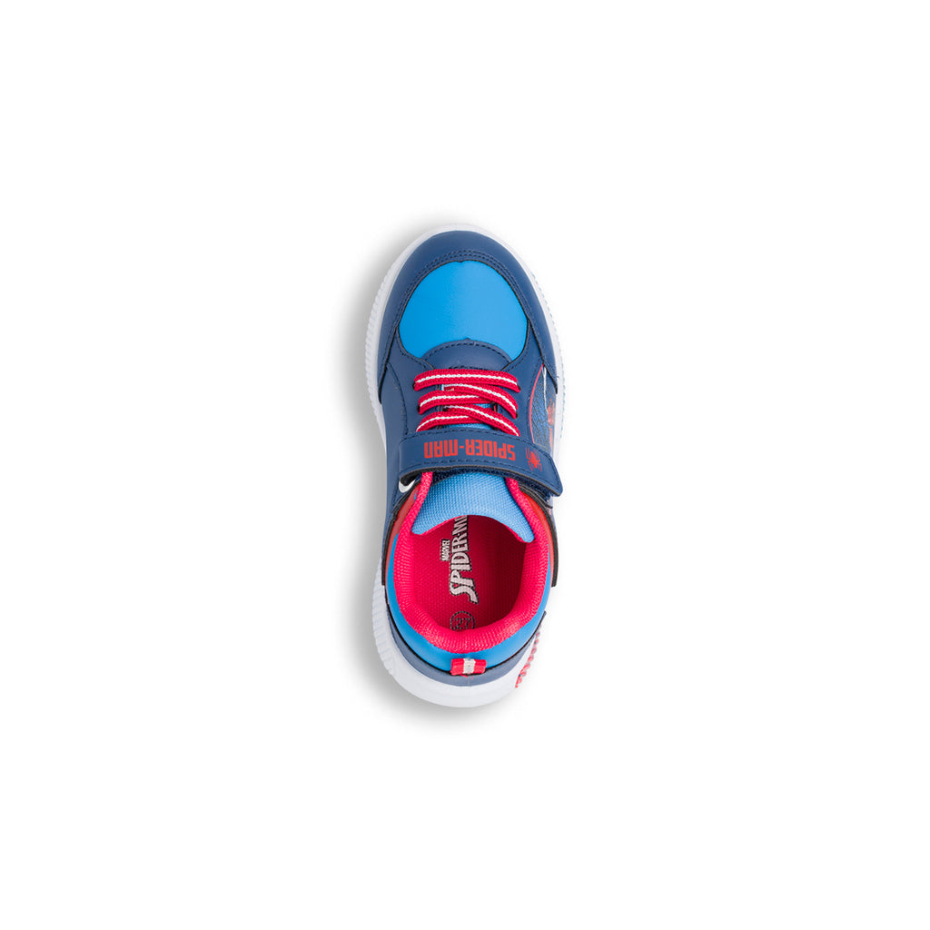 Sneakers bambino blu e rosse con luci nella suola Spiderman