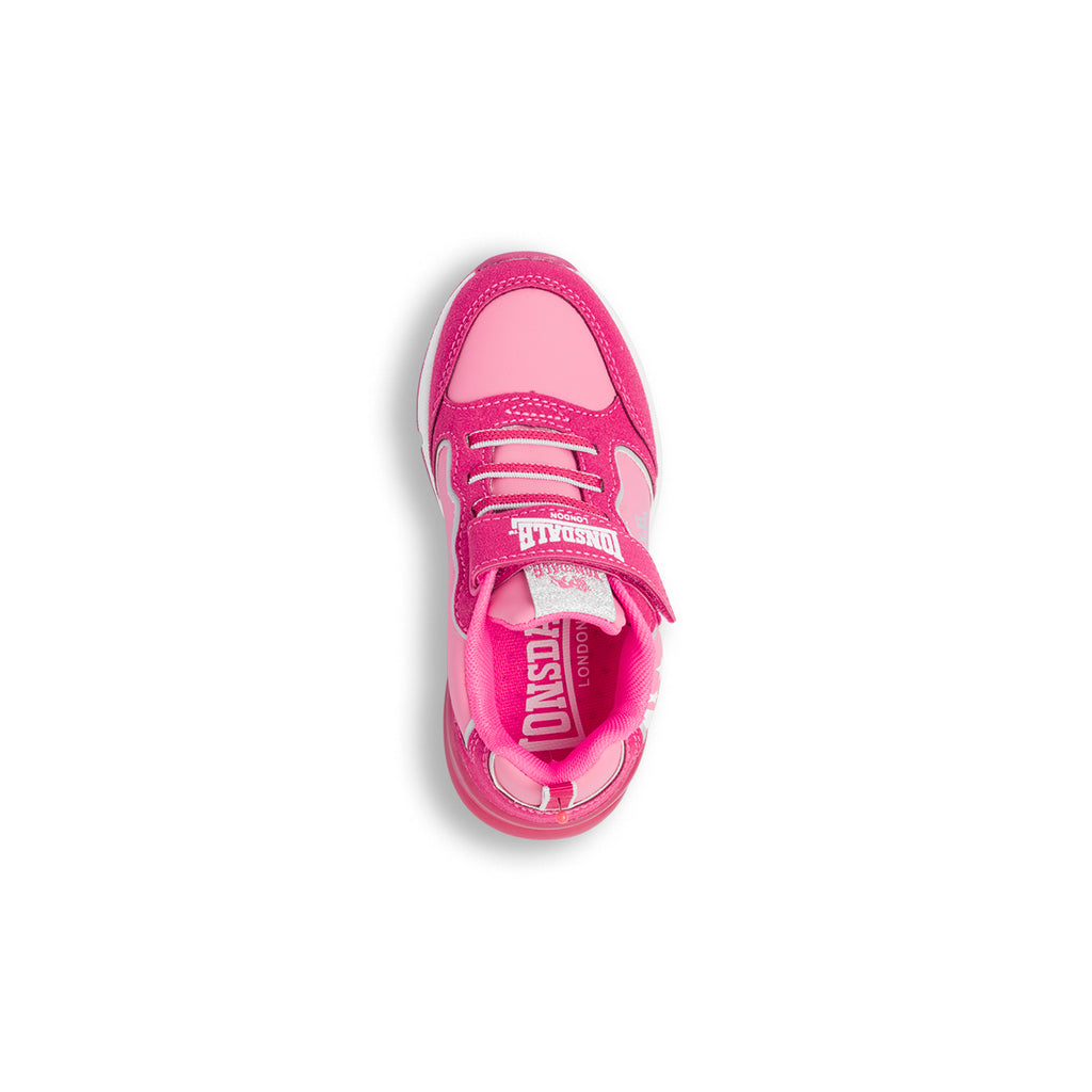 Sneakers da bambina Lonsdale fucsia con luci nella suola
