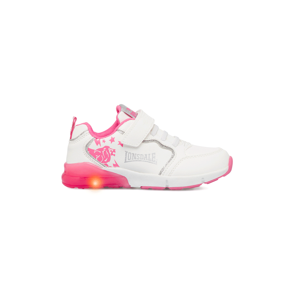 Sneakers  da bambina bianche e rosa con luci nella suola Lonsdale