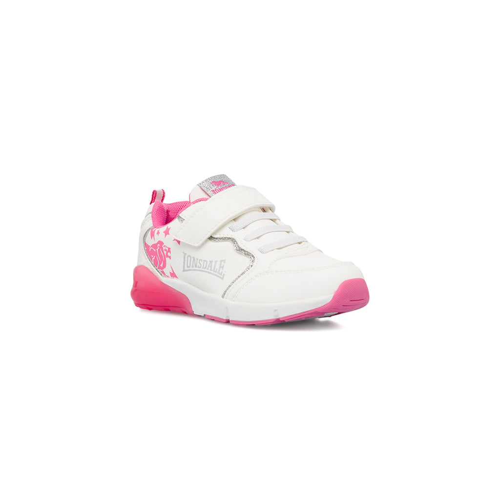 Sneakers  da bambina bianche e rosa con luci nella suola Lonsdale