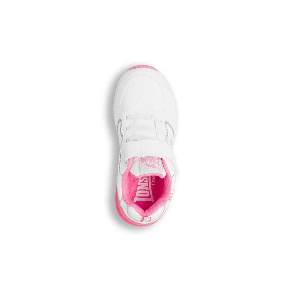 Sneakers  da bambina bianche e rosa con luci nella suola Lonsdale