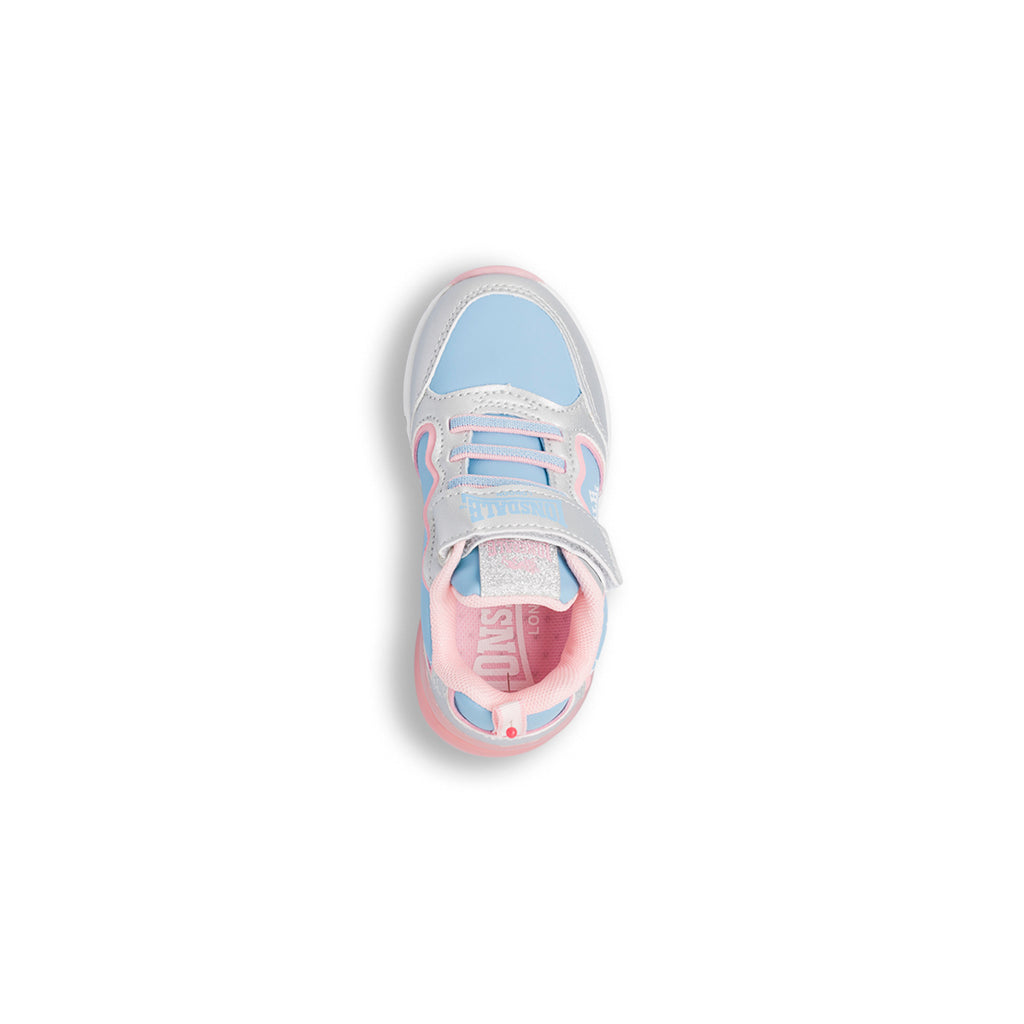 Sneakers bambina azzurre e rosa con luci nella suola Lonsdale