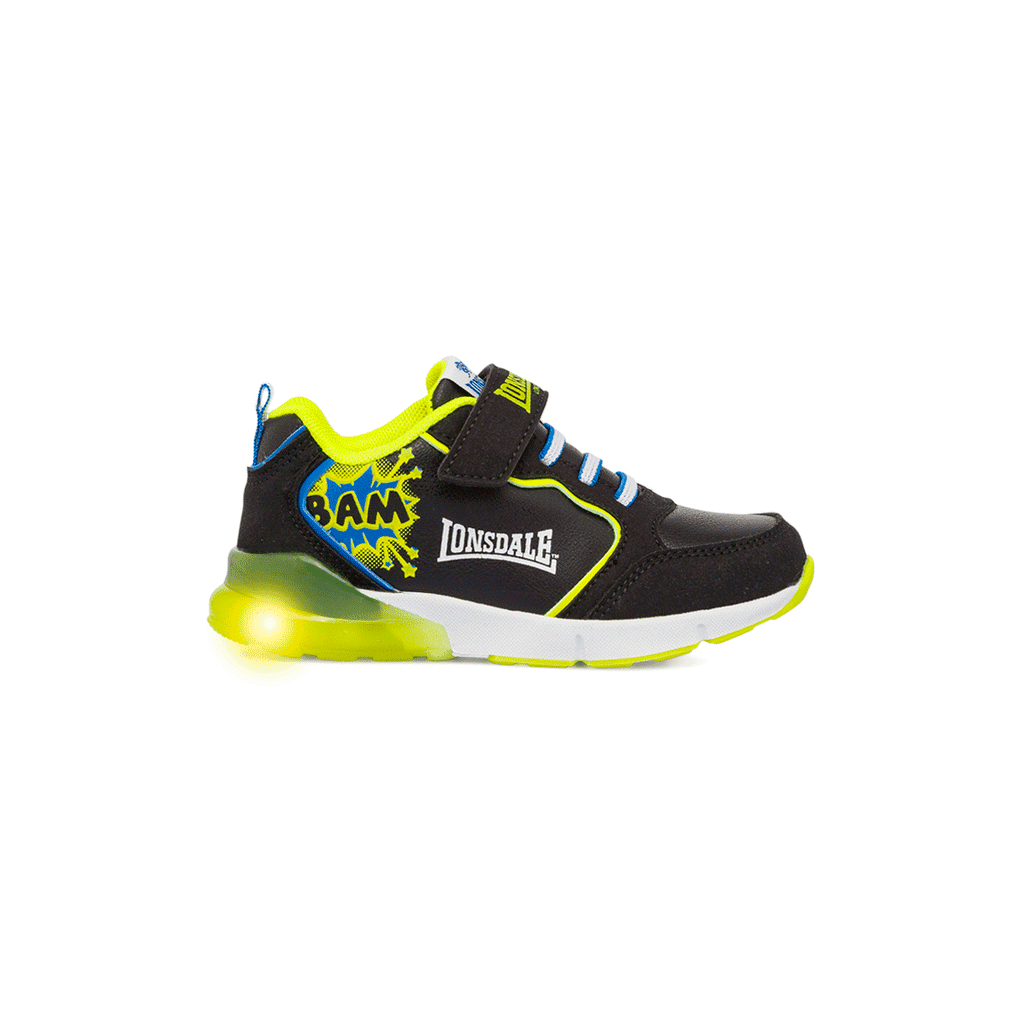 Sneakers nere e gialle da bambino con luci Lonsdale