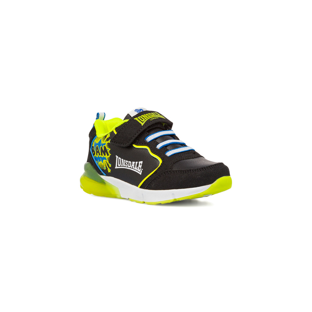 Sneakers nere e gialle da bambino con luci Lonsdale