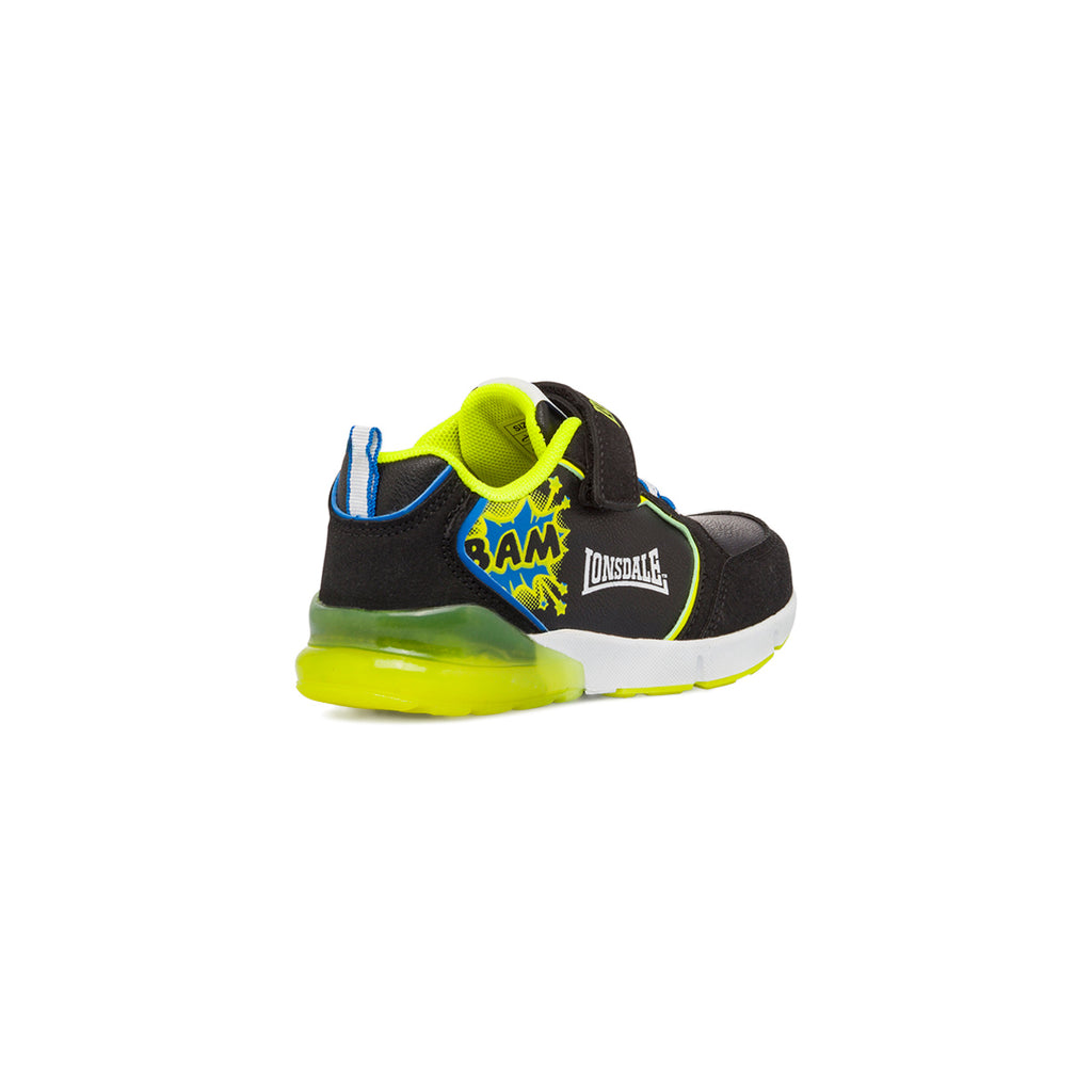 Sneakers nere e gialle da bambino con luci Lonsdale