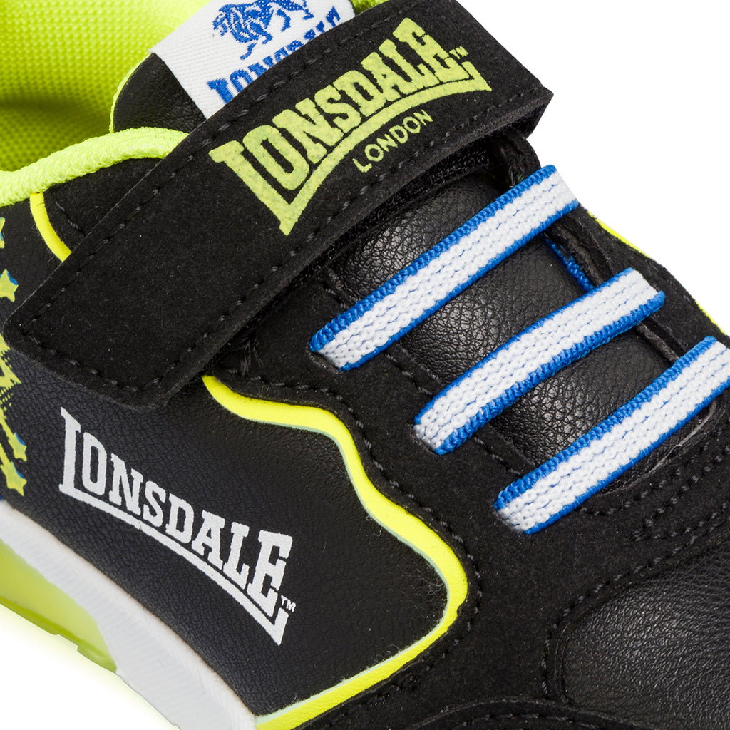 Sneakers nere e gialle da bambino con luci Lonsdale